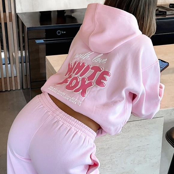 White Fox Boutique Tops - White Fox Pink Hoodie and Sweatpants Set
